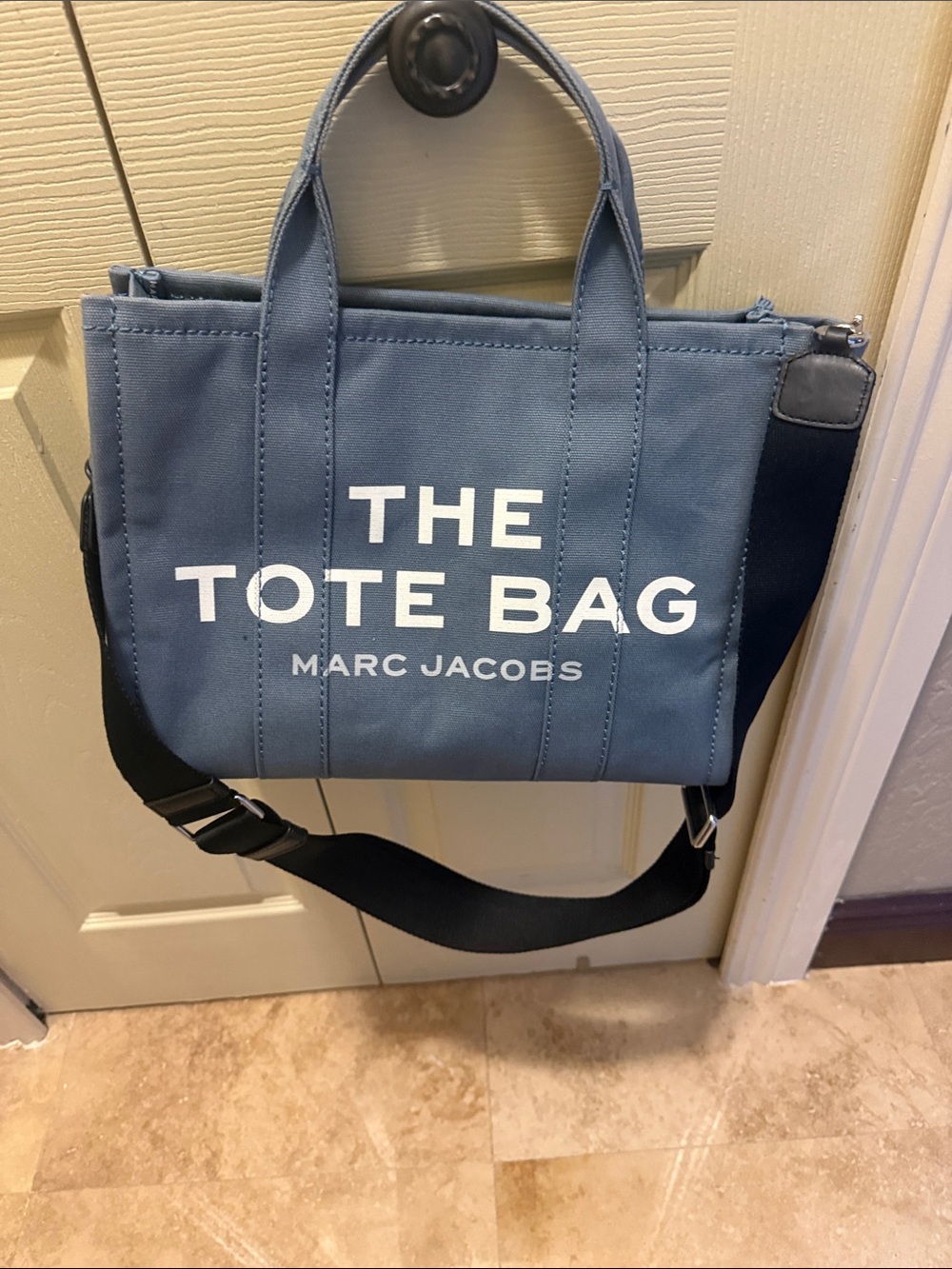 Marc Jacobs Blue Canvas 'The Tote Bag' Small Tote with Shoulder Strap
